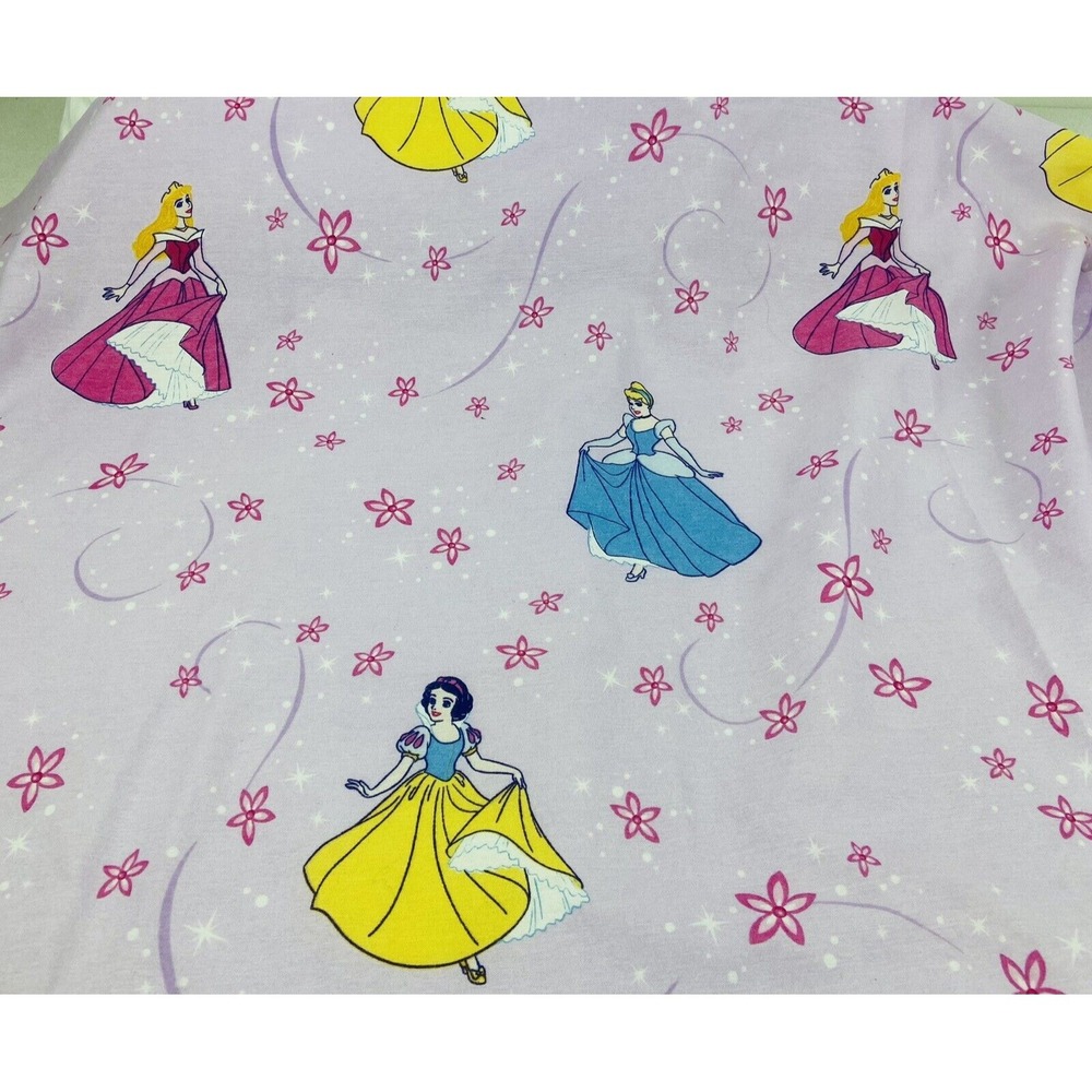 Disney Home Purple Twin Flat Sheet Princess Cinderella Snow White Aurora Vintage